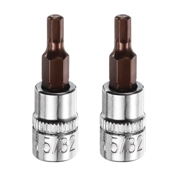 Uxcell 2pcs 5/32" Hex Bit Socket 1/4" Square Drive SAE Extension Impact Bit Power Nut Driver Set S2 & CR-V Steel Socket Ratchet Wrench Bits