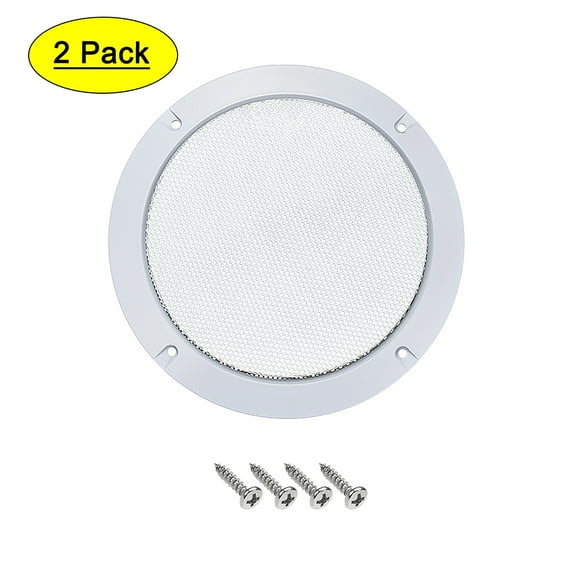 Uxcell 2pcs 5" Mounting Hole Diagonal Distance Speaker Grill Mesh Circle Woofer Guard Protective Cover White