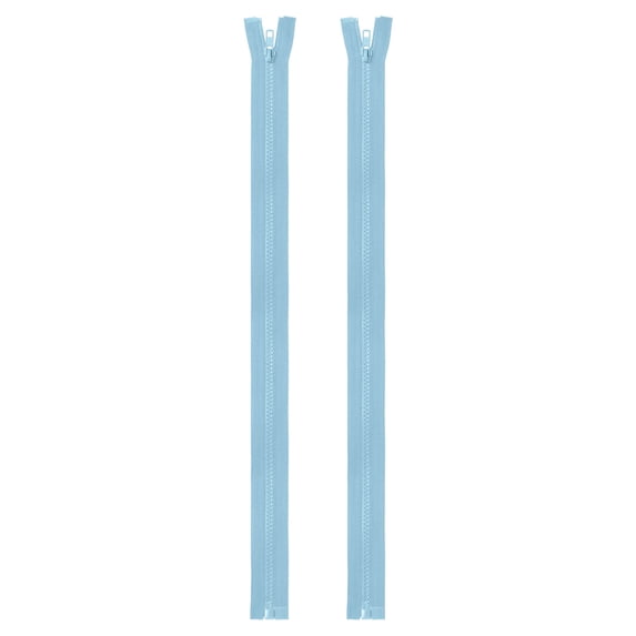 Uxcell 2Pcs Sewing Jacket Zippers 20 inch Resin Coats Replacement Coil Zipper for DIY Craft Bag Garment Home Textile Clothes, Light Blue