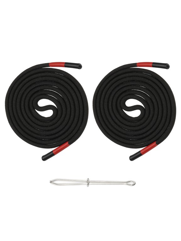 2pcs 53inch Drawstring Cords Replacement Drawstring Hoodie String Sewing Tool with Easy Threader for Hoodie Sweatpants Jackets Pants Hats Coats Bags, Black-Red