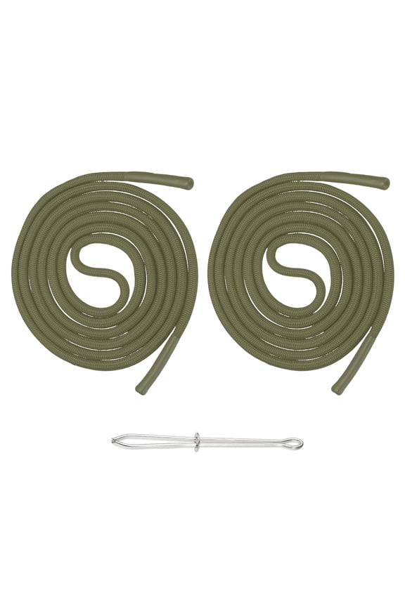 2pcs 53inch Drawstring Cords Replacement Drawstring Hoodie String Sewing Tool with Easy Threader for Hoodie Sweatpants Jackets Pants Hats Coats Bags, Dark Green