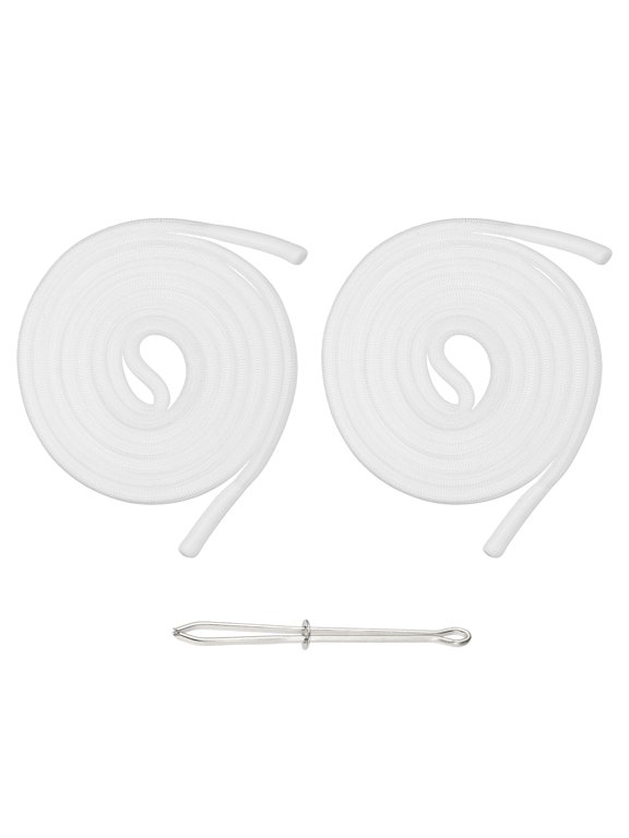 2pcs 53inch Drawstring Cords Replacement Drawstring Hoodie String Sewing Tool with Easy Threader for Hoodie Sweatpants Jackets Pants Hats Coats Bags, White