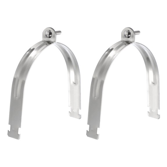 Uxcell 2pcs 6-1/4" EMT Strut Clamp 7.87" Length Universal 304 Stainless Steel Galvanized Strut Channel Accessory Conduit Clamp with Bolt and Nut for EMT Pipe Rigid Conduit, Silver