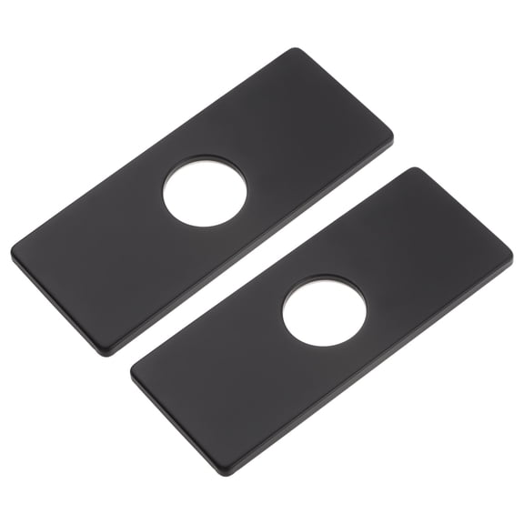 Uxcell 2pcs 6 Inch Kitchen Sink Faucet Hole Cover Deck Plate Rectangle (Black)