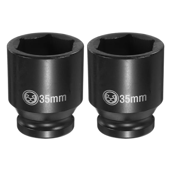 Uxcell 2pcs 6 Point Deep Impact Socket 3/4" Drive 35mm Metric CR-V Steel Hex Nut Bolt Sockets 2.4" Long for Auto Machine Repair