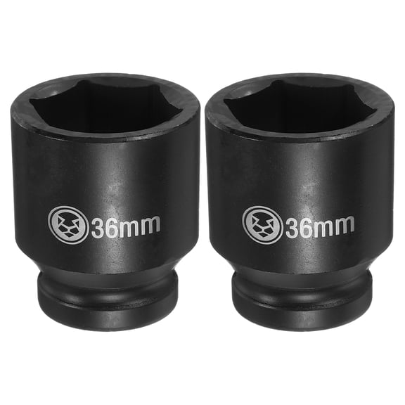 Uxcell 2pcs 6 Point Deep Impact Socket 3/4" Drive 36mm Metric CR-V Steel Hex Nut Bolt Sockets 2.4" Long for Auto Machine Repair