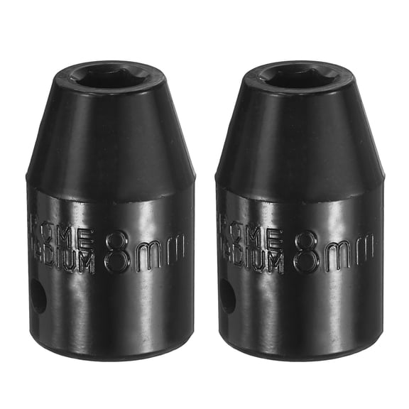 Uxcell 2pcs 6 Point Impact Socket 8mm Shallow Metric Hex Socket 1/2" Square Drive Electrophoretic Coating