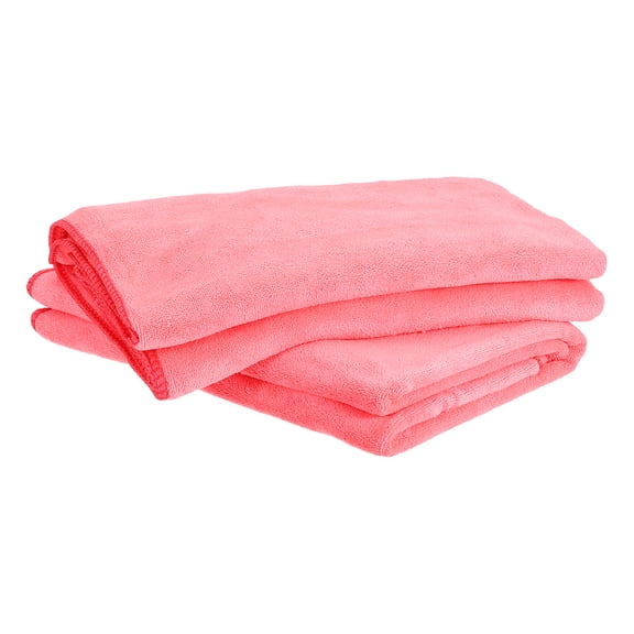Uxcell 2pcs 63" x 24" Microfiber Cleaning Cloth Absorbent, Rose Red