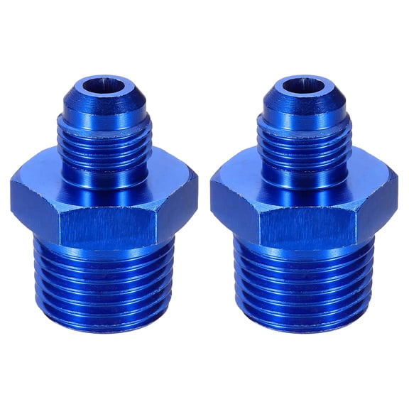 Uxcell 2pcs 6AN Male to 1/2" NPT Male Straight Flare Adapter Pipe Thread Fitting Adapter Aluminum Fuel Hose Line Fitting for Vehicles, Blue