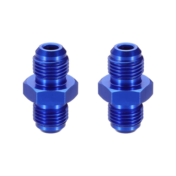 Uxcell 2pcs 6AN Male to 6AN Male Straight Flare Adapter Pipe Thread Fittings Adapter Aluminum Fuel Hose Line Fittings for Vehicle,Blue