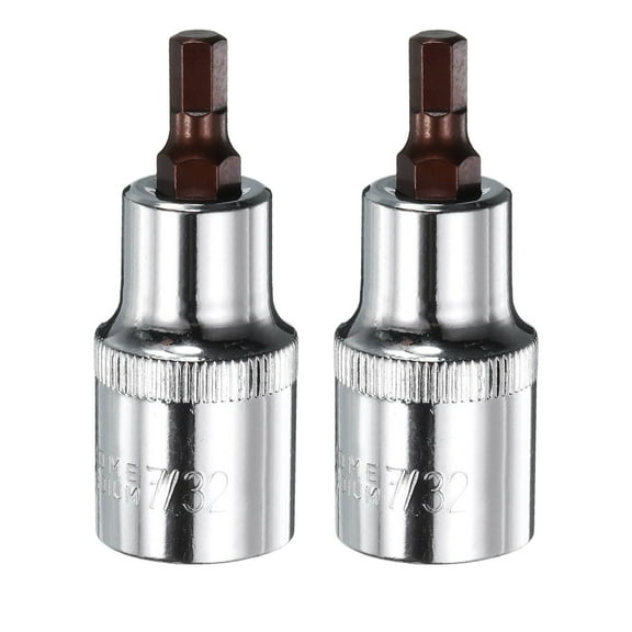 Uxcell 2pcs 7/32" Hex Bit Socket 1/2" Square Drive SAE Extension Impact Bit Power Nut Driver Set S2 & CR-V Steel Socket Ratchet Wrench Bits