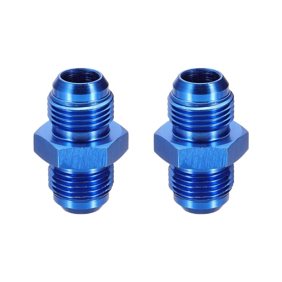 Uxcell 2pcs 8AN Male to 8AN Male Straight Flare Adapter Pipe Thread Fittings Adapter Aluminum Fuel Hose Line Fittings for Vehicle,Blue