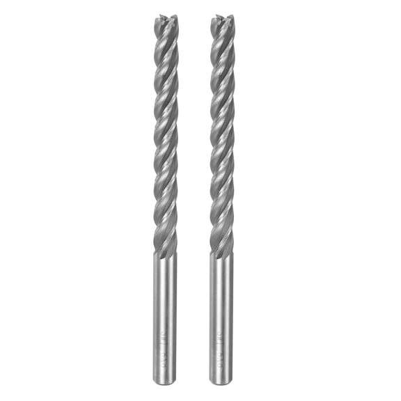 Uxcell 2pcs 8x8x80x125mm Helical Groove 4 Flutes HSS-AL Straight Shank End Mill Cutter