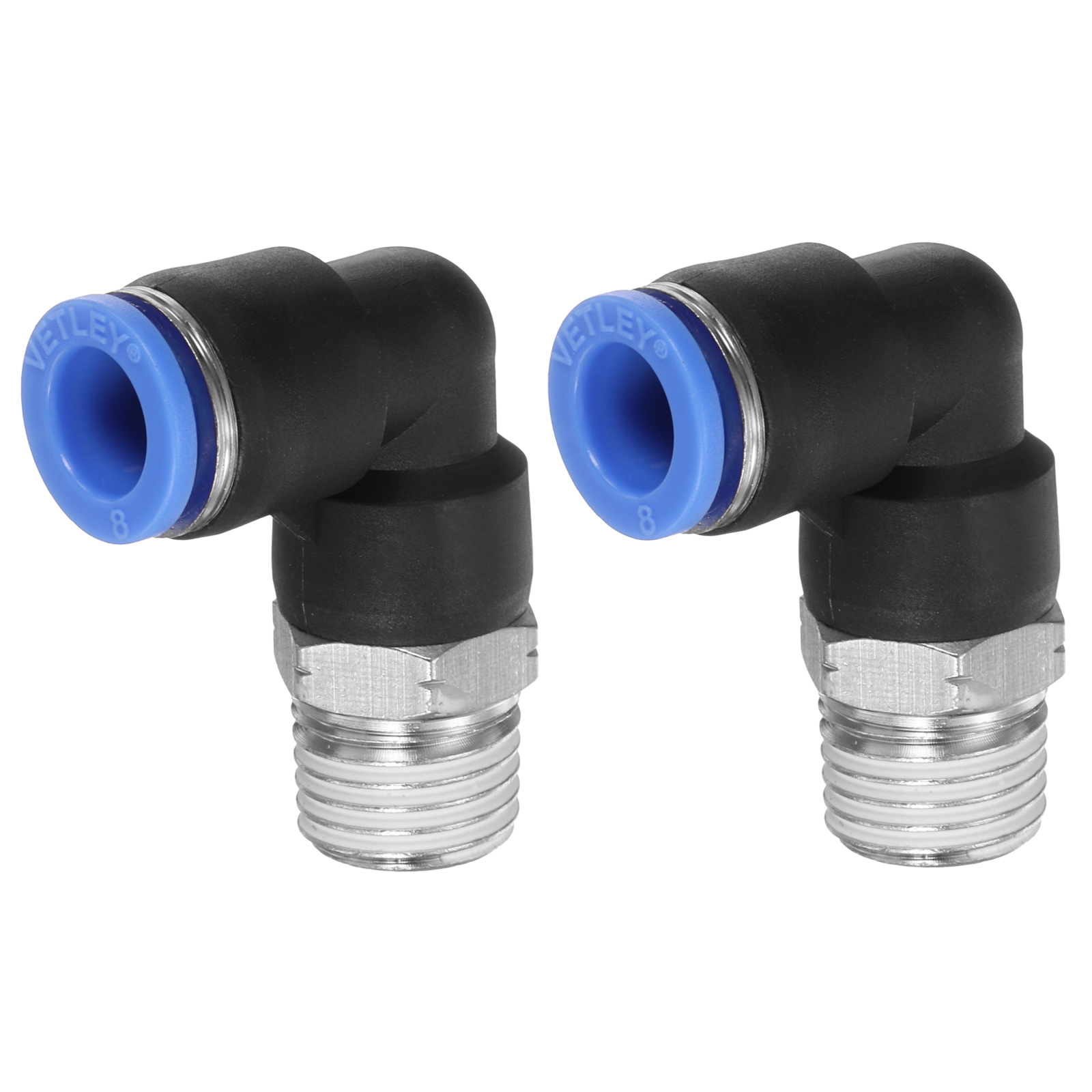 5 Raccords Rapides à Encliquetage 8mm OD X 1/4" NPT - Laiton Nickelé, Pour Systèmes Pneumatiques Industriels