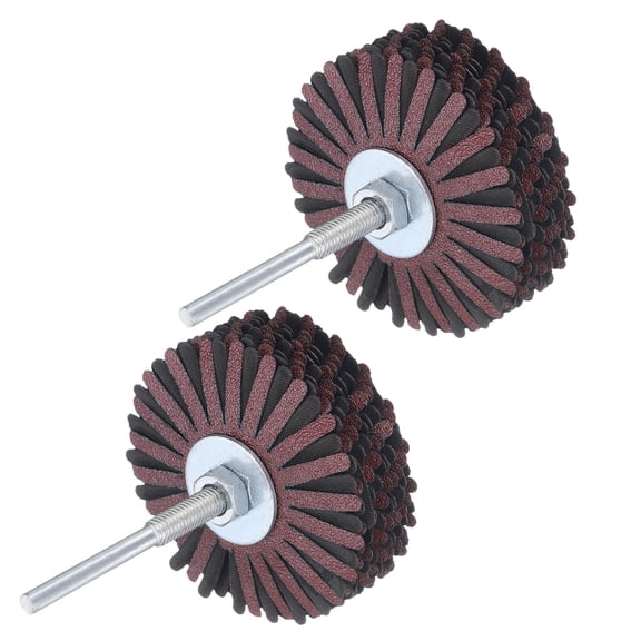 Uxcell 2pcs Abrasive Cloth Flap Wheel Sanding Star 1/4-Inch Shank for Woodworking Root Carving Polishing 80 Grit