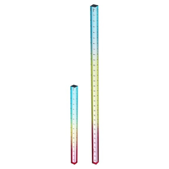 Uxcell 2pcs Acrylic Clear Straight Rulers 15/30cm Metric Transparent Gradient Three-Dimensional Plastic Ruler Square Cube Measuring Tool for Classroom Office, Colorful