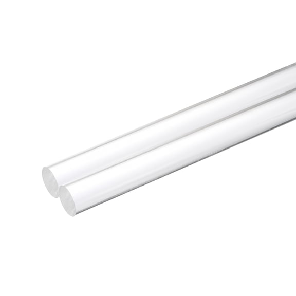 Uxcell 2pcs Acrylic Round Rods 1" x 10" Clear Acrylic Dowel Rods Sticks Plastic Sticks Strip for DIY Crafts Lighting Gardening Decorations - 25mm x 300mm