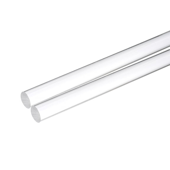 Uxcell 2pcs Acrylic Round Rods 1" x 12" Clear Acrylic Dowel Rods Sticks Plastic Sticks Strip for DIY Crafts Lighting Gardening Decorations - 25mm x 300mm