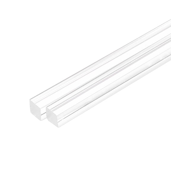 Uxcell 2pcs Acrylic Square Rods 1/2" x 8" Clear Acrylic Dowel Rods Sticks Acrylic Plastic Sticks Strip for DIY Crafts Lighting Gardening Decorations - 12mm x 200mm