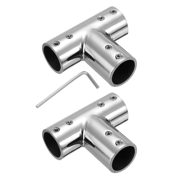 Uxcell 2pcs Adjustable Curtain Rods Corners Connector Elbow Connectors for 1 Inch Bay Window Blind, Silver Tee Joint