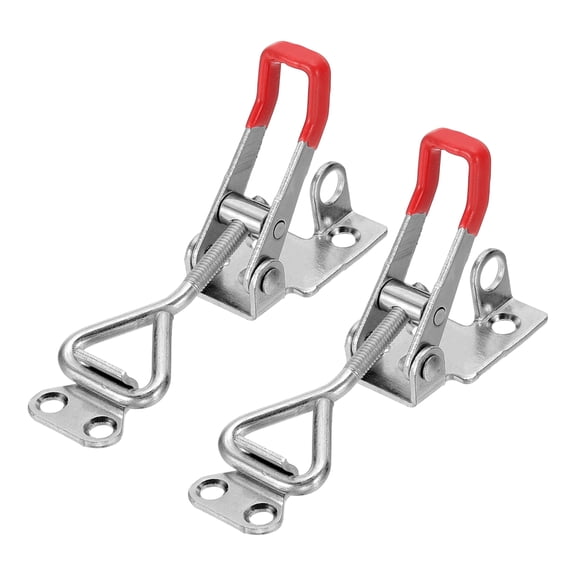 Uxcell 2pcs Adjustable Toggle Clamp M5x24mm 220bs 4001 Style w Lock Hole, Silver Red