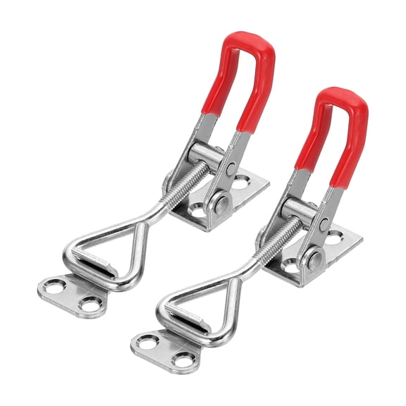 Uxcell 2pcs Adjustable Toggle Clamp M5x25mm 220lbs 4001 Style, Silver Red