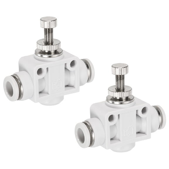 Uxcell 2pcs Air Flow Control Valve 5/16 In-Line Push to Connect Air Line Fitting White