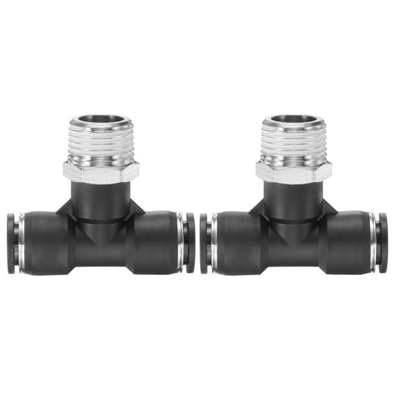 Uxcell 2pcs Air Line Fitting 1/2" Tube OD x NPT 1/2" Male Thread Push to Connect for Water Air Oil Pipe