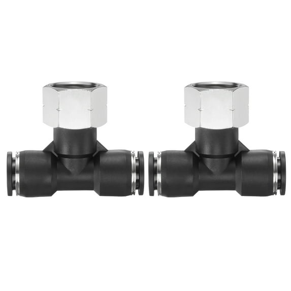 Uxcell 2pcs Air Line Fitting G 1/2" Tube OD x NPT 1/2" Female Thread Push to Connect for Water Air Oil Pipe