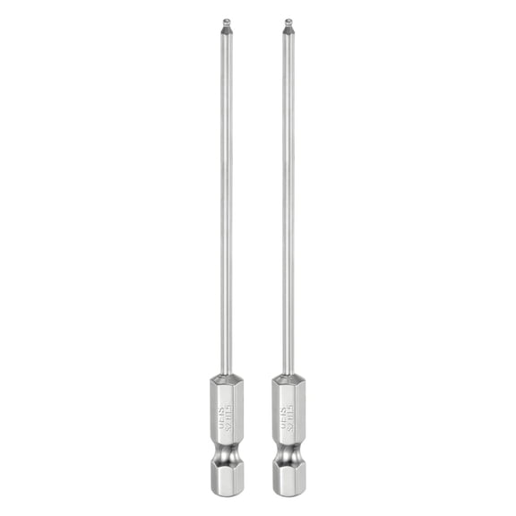 Uxcell 2pcs Ball End Hex Screwdriver Bit 1.5mm Size 1/4" Hex Shank 4" Long Magnetic Metric Hex Screw Driver Bits