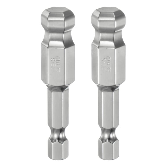 Uxcell 2pcs Ball End Hex Screwdriver Bit 10mm Size 1/4" Hex Shank 2" Long Magnetic Metric Hex Screw Driver Bits