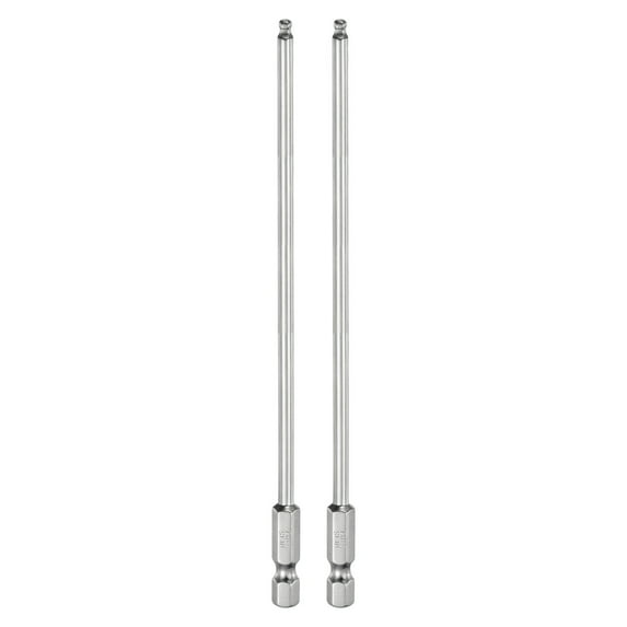 Uxcell 2pcs Ball End Hex Screwdriver Bit 3mm Size 1/4" Hex Shank 6" Long Magnetic Metric Hex Screw Driver Bits
