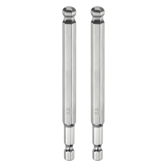 Uxcell 2pcs Ball End Hex Screwdriver Bit 8mm Size 1/4" Hex Shank 4" Long Magnetic Metric Hex Screw Driver Bits