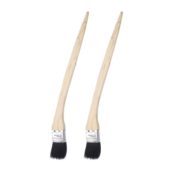Uxcell 2pcs Bent Radiator Paint Brush 1.5" Width Curved Paint Soft Bristle Brushes with Long Wood Handle for Wall