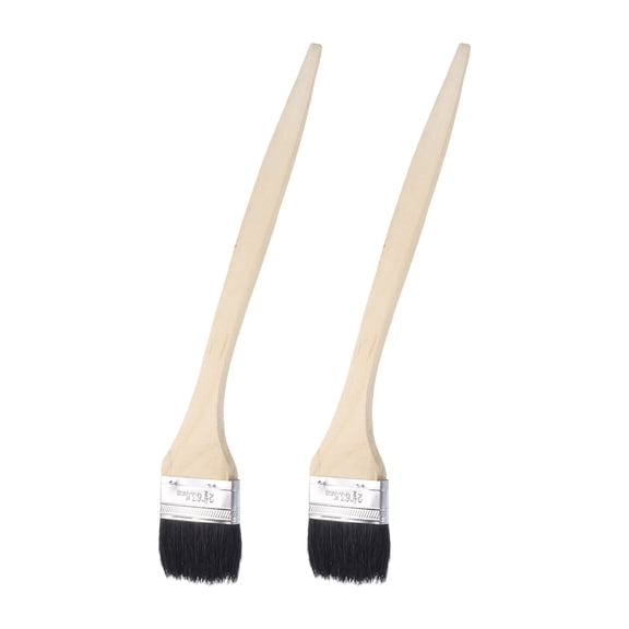 Uxcell 2pcs Bent Radiator Paint Brush 2.5" Width Curved Paint Soft Bristle Brushes with Long Wood Handle for Wall