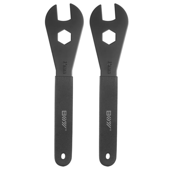 Uxcell 2pcs Bicycle Cone Wrench Set Tool 15mm Bike Pedal Cone Cycling Spanner Wheel Hub Axle Nut Install Remover Wrenches Repair Tool for Mountain Road Bike, Black