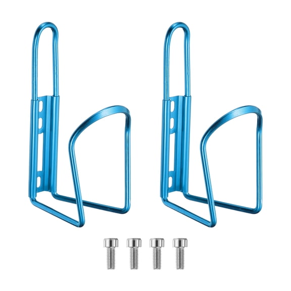 Uxcell 2pcs Bicycle Water Bottle Cage 5.7" Lightweight Aluminum Basic Bike Universal Holder Mount with Screws, Blue
