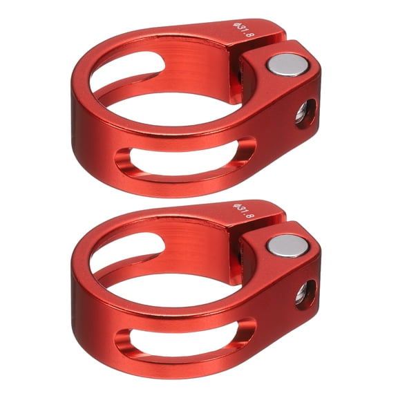 Uxcell 2pcs Bike Seat Post Clamp 31.8mm Bicycle Locking Ring with M4 Hex Screw, Red