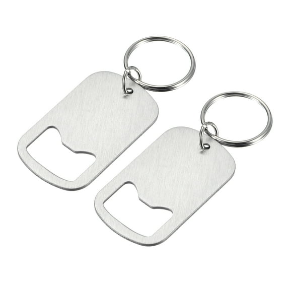 Uxcell 2Pcs Bottle Opener Keychain, Stainless Steel Beer Bottle Opener Chain 2" Long for Home, Bar, Party, Silver