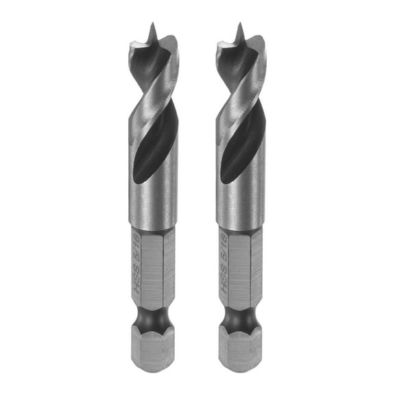 Uxcell 2pcs Brad Point Drill Bits 5/16" Dia 1/4" Hex Shank Stubby Drill Bit Wood Drilling Tool for Woodworking