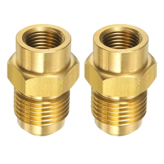 Uxcell 2pcs Brass Flare Tube Fitting 3/8" OD x 1/4" NPT Female Half Union Gas Adapter Flare Brass Couples Pipe Connector