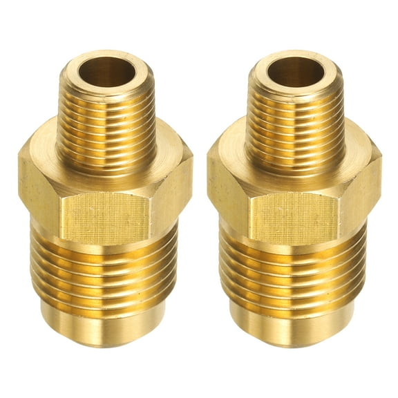 Uxcell 2pcs Brass Flare Tube Fitting 3/8" OD x 1/8" NPT Male Half Union Gas Adapter Flare Brass Couples Pipe Connector