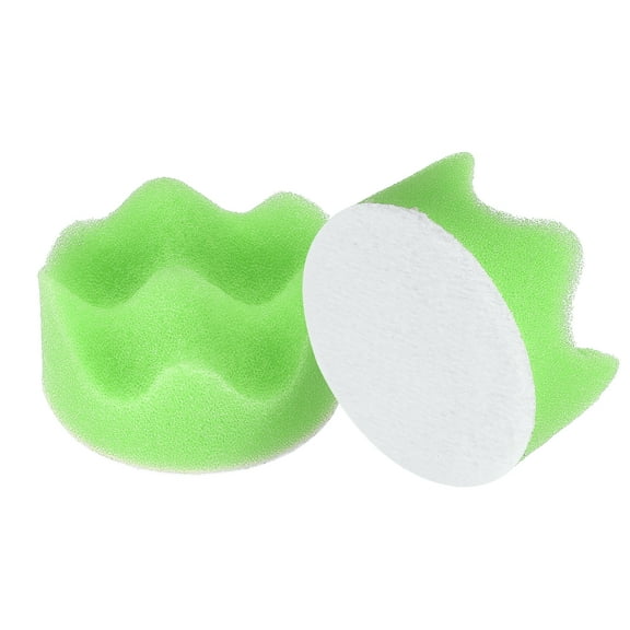 Uxcell 2pcs Buffing Sponge Pads 2" Polishing Wheel Waffle Finishing Grip Pad Car Buffer Polisher with Hook and Loop Back for Car Detailing Polishing Waxing, Green
