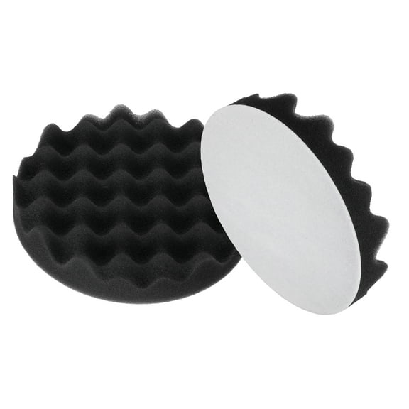 Uxcell 2pcs Buffing Sponge Pads 6" Polishing Wheel Waffle Finishing Grip Pad Car Buffer Polisher with Hook and Loop Back for Car Detailing Polishing Waxing, Black