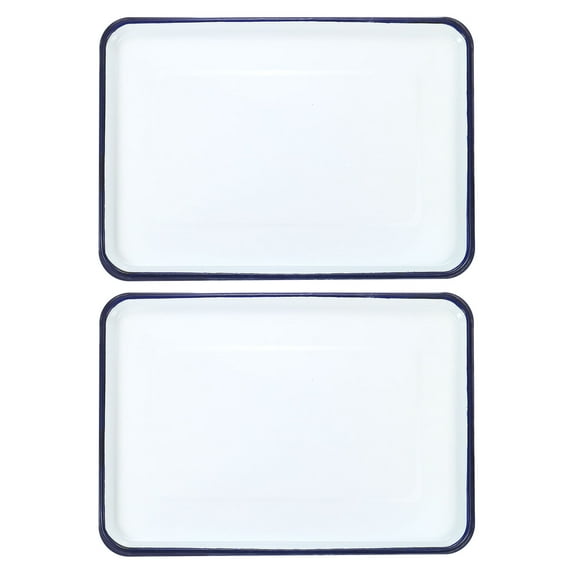 Uxcell 2pcs Butcher Tray Palette 16.5" x 11" Metal Triple Enamel coated Rectangular Tray for Art Painting Color Mixing