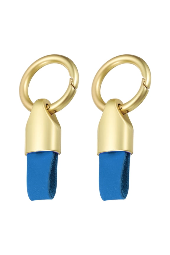 2pcs Car Key Chain Ring Clip, Leather Keychain Key Fob for Home Car Keys, Champagne Gold Blue