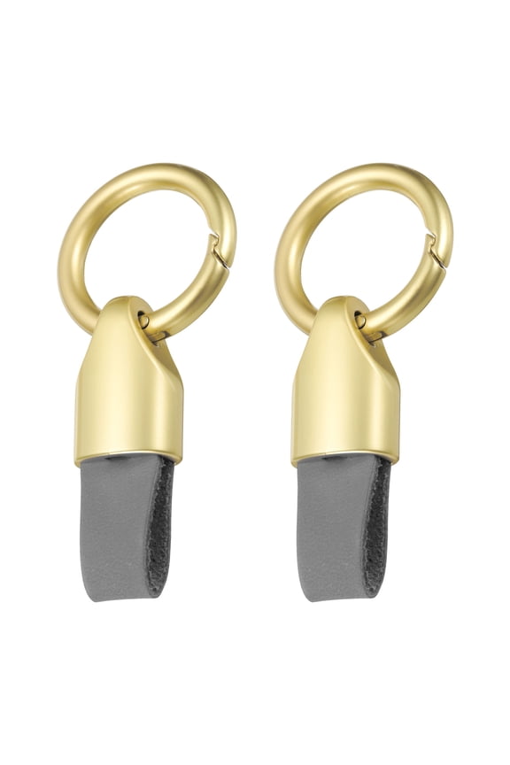 2pcs Car Key Chain Ring Clip, Leather Keychain Key Fob for Home Car Keys, Champagne Gold Grey