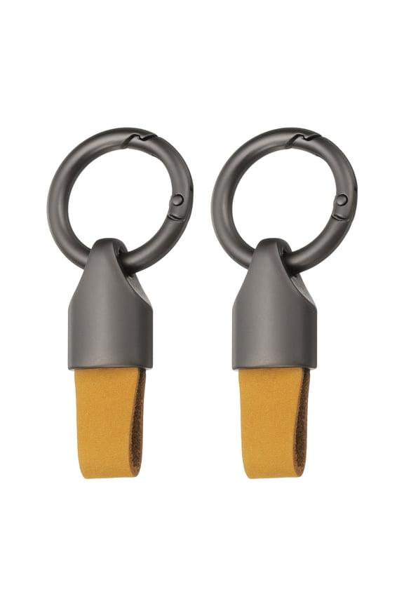 2pcs Car Key Chain Ring Clip, Leather Keychain Key Fob for Home Car Keys, Dull Gunmetal Brown