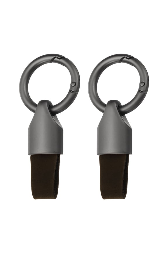 2pcs Car Key Chain Ring Clip, Leather Keychain Key Fob for Home Car Keys, Dull Gunmetal Dark Brown