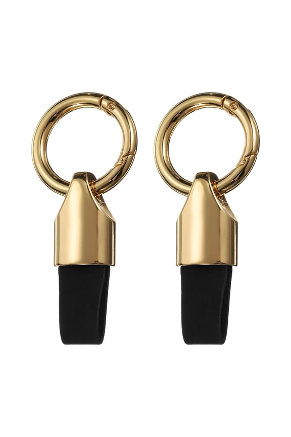 2pcs Car Key Chain Ring Clip, Leather Keychain Key Fob for Home Car Keys, Gold Tone Black